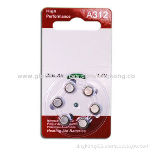 1.4V Voltage Zinc Air Batteries, A10, A13, A675, A312, Low-internal Resistance